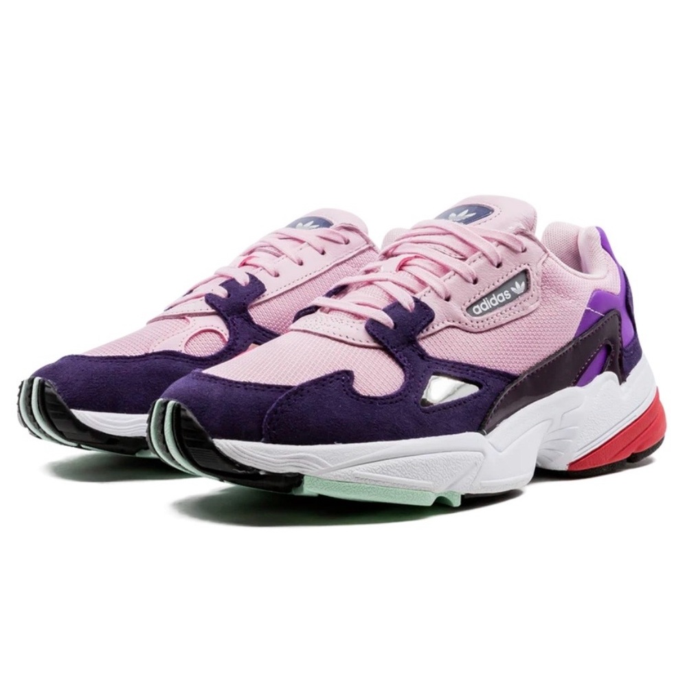 adidas Pink and Purple Falcon Retro Runner Sneakers
